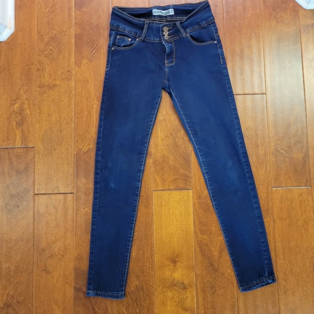 MONKEY RIDE JEANS DARKE BLUE - 3 BUTTON JEANS - JUNIORS SIZE 5 - Picture 2 of 11